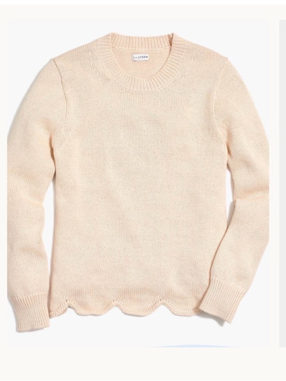 J. Crew 100% Cotton Peach Scallop-Hem Sweater